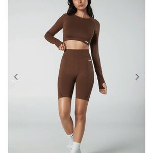 Brown Long Sleeve Crop Top